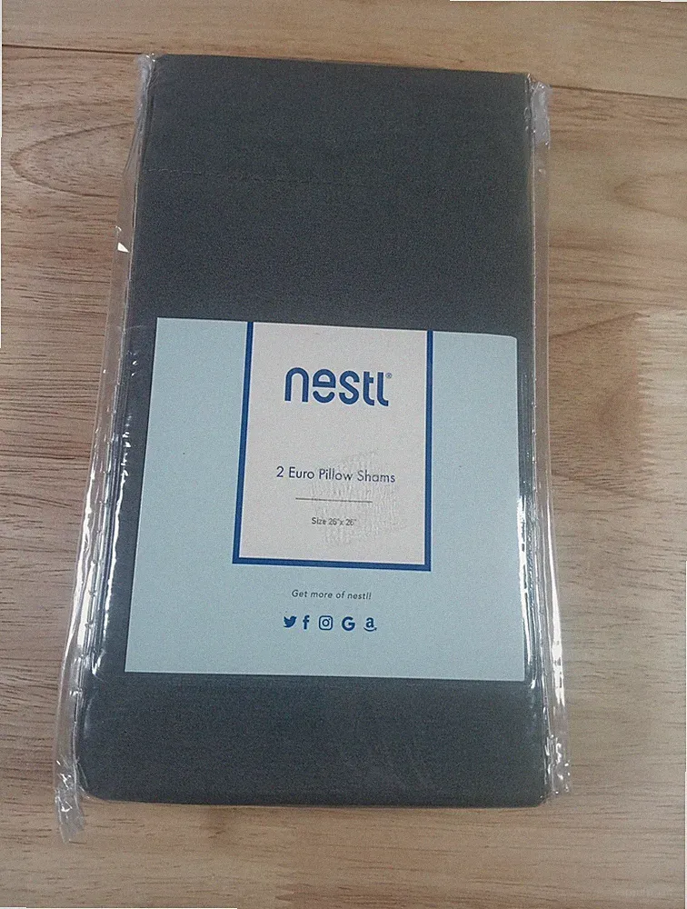 2 Nestl Euro Pillow Shams Grey 26 X 26" New