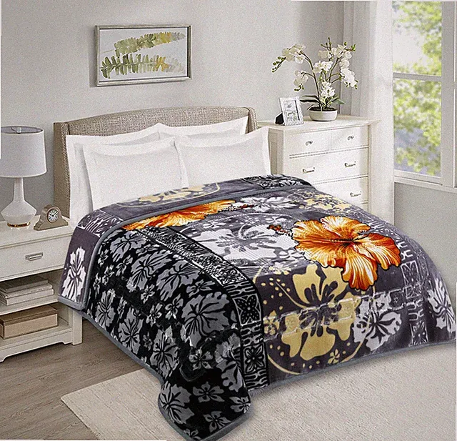 2 Ply Fleece Bed Blanket 12LB Soft Heavy Reversible Korean Style Raschel Blanket