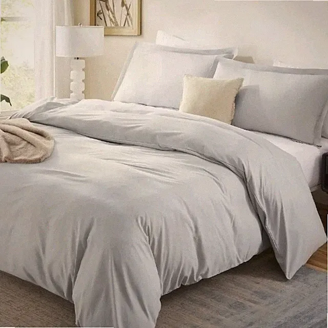 3pc Nestl Soft Duvet Cover & Pillow Shams Set Silver Gray Full Size 80" x 90"