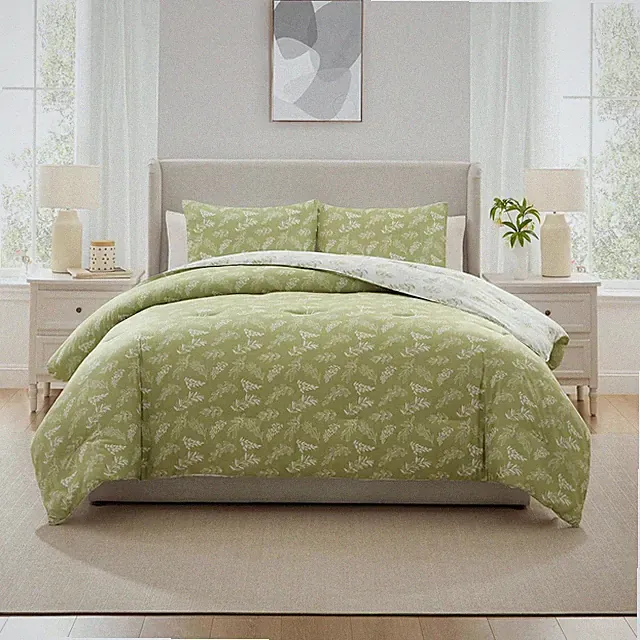 Botanical,Floral Comforter Sets/3 Pieces Reversible Bed Set - GG Home
