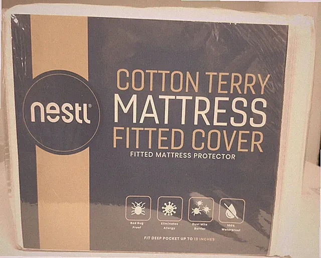 Cotton Terry Fitted Mattress Cover 100% Waterproof Dust Mite Allergen Bed Bug