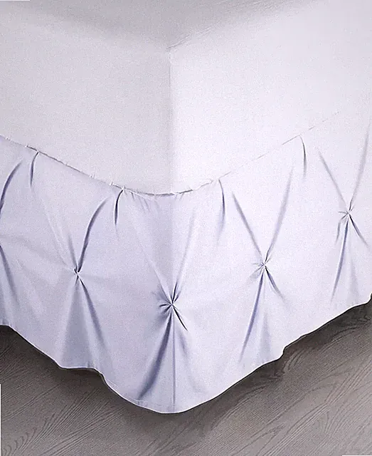 Nestl Bedding 14" Tailored Pinch Pleated Bedskirt, Queen Ice Blue