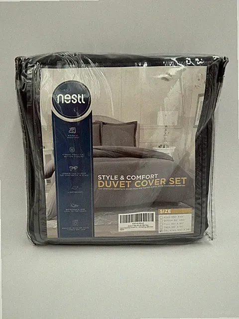 Nestl Black California King Duvet Cover Set With 2 Shams Button Closure 104"x98"