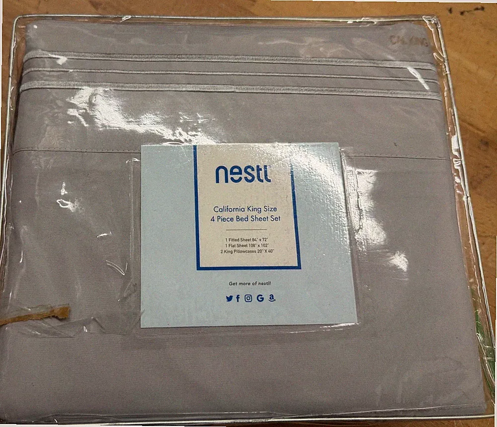 Nestl California king deep pocket NEW Sheet Set Light Gray