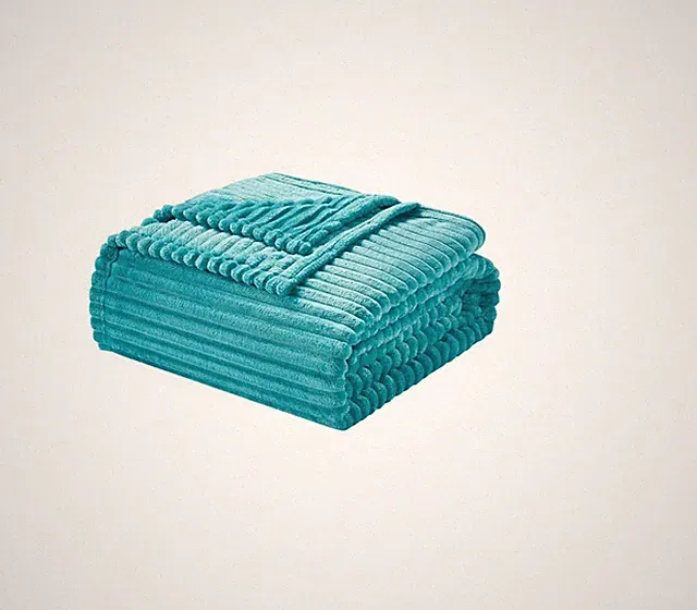 Nestl Cut Plush Lightweight Super Soft Luxury Bed Throw, 50" x 60"-Teal