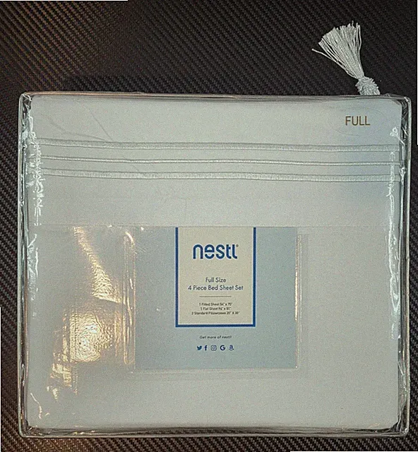 Nestl Deep Pocket Full Size 4 Piece Bed Sheet Set White #Nestl-18-3LN-F-WHT-fb