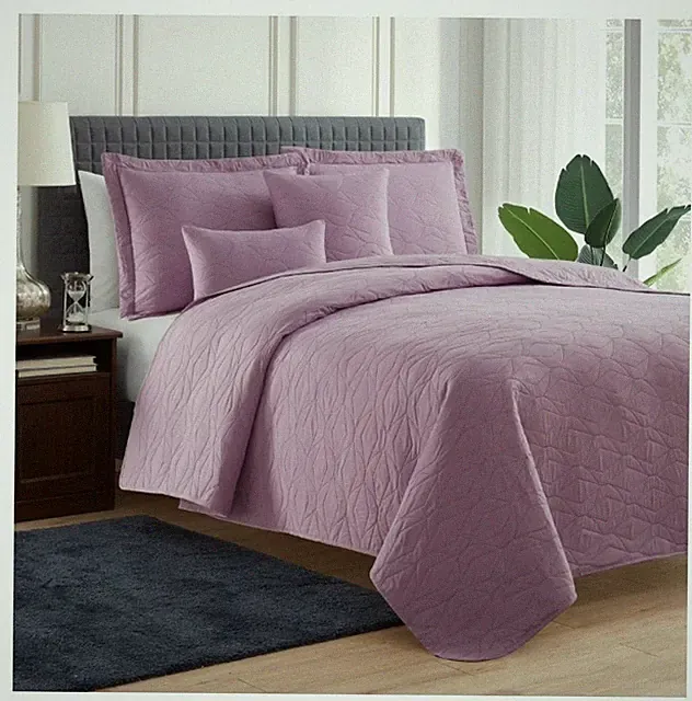Nestl Ellipse Embossed 5-Pc. Quilt Set, Full/Queen-Lavender T4104284