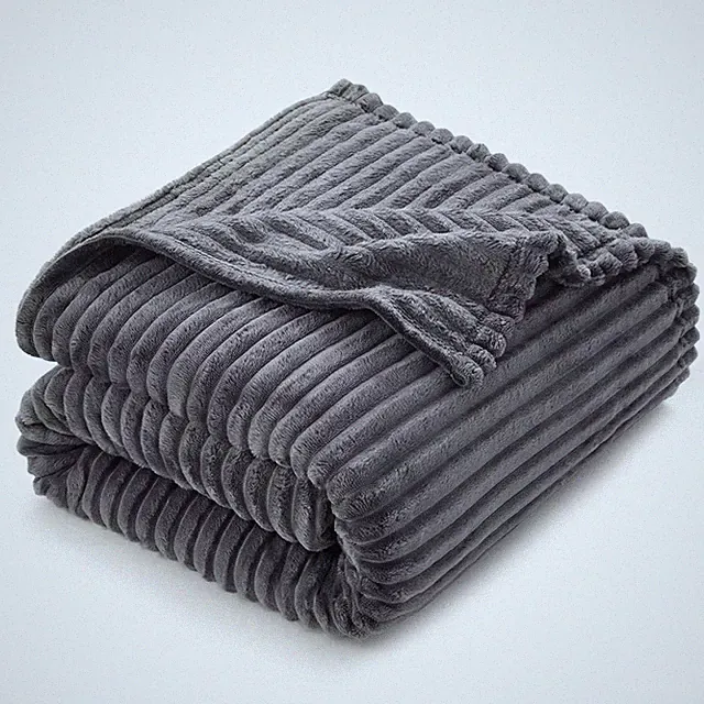 Nestl Gray Throw Blanket for Couch, Lightweight Cut Plush Cozy Blanket, Fuzzy