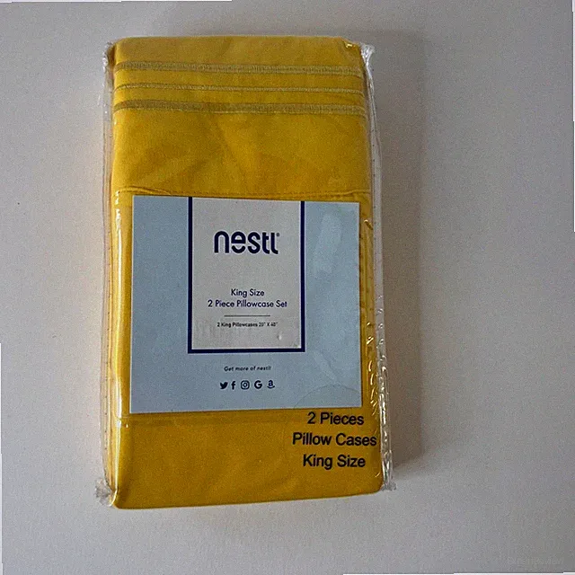 Nestl King Size 2 Piece Pillowcase Set Bright Yellow 20 x 40" NIP