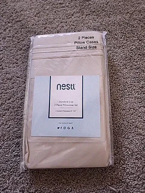Nestl Pillow Cases 2 Pack Standard Size Beige Cream Color Neq