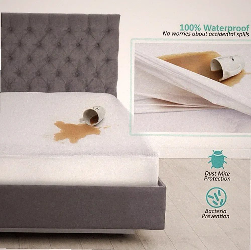 Nestl Premium Cotton Terry Mattress Protector – Soft and Waterproof Queen Deep