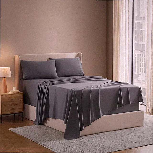 Nestl Queen Bed Sheet Set - Dark Grey - Instantly Soft Microfiber, No Break-In W