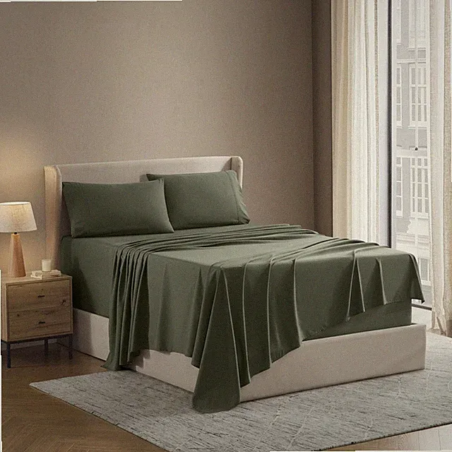 Nestl Queen Bed Sheet Set - Olive Green - Instantly Queen, 13