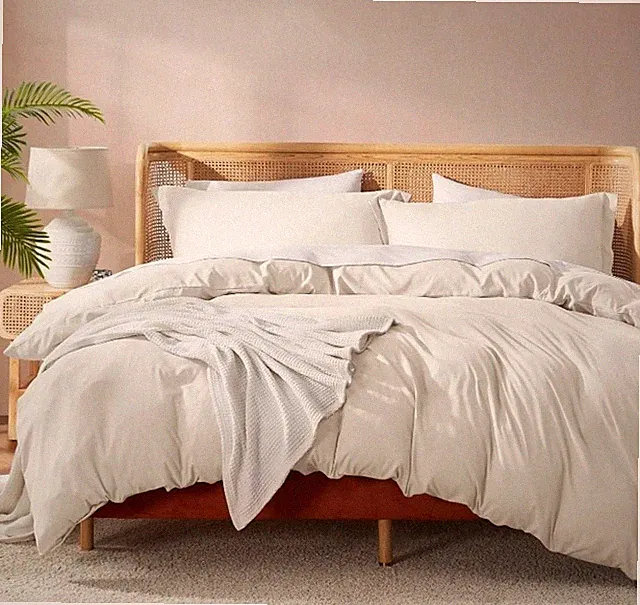 Nestl Queen Duvet Cover Set Off White 3‑Piece Microfiber 90x90