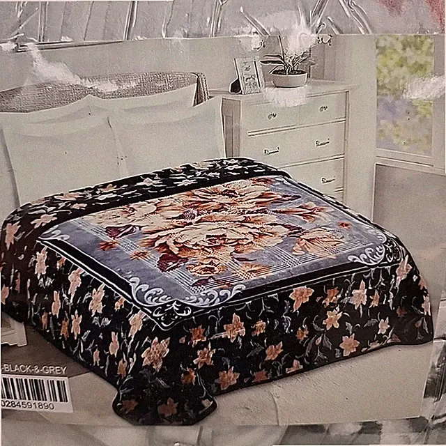 NEW Nestl Embossed Cloudy Blanket Super Soft KING 2 Ply. Black/Grey