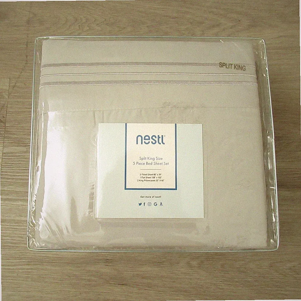 New Nestl Sheets Set Split King Silver Gray Wrinkle Free Microfiber